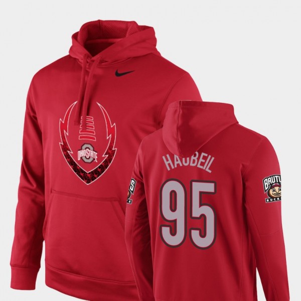 Ohio State Buckeyes Blake Haubeil Men's #95 Icon Performance Scarlet Circuit College Football Hoodie 2404UUKY4